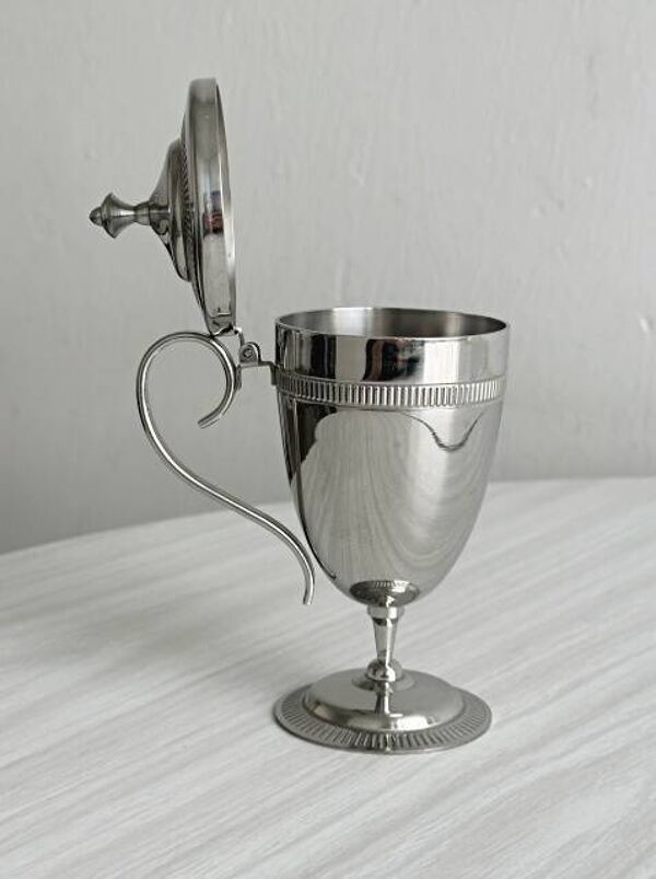 Petit sucrier, pot à confiture en métal inox