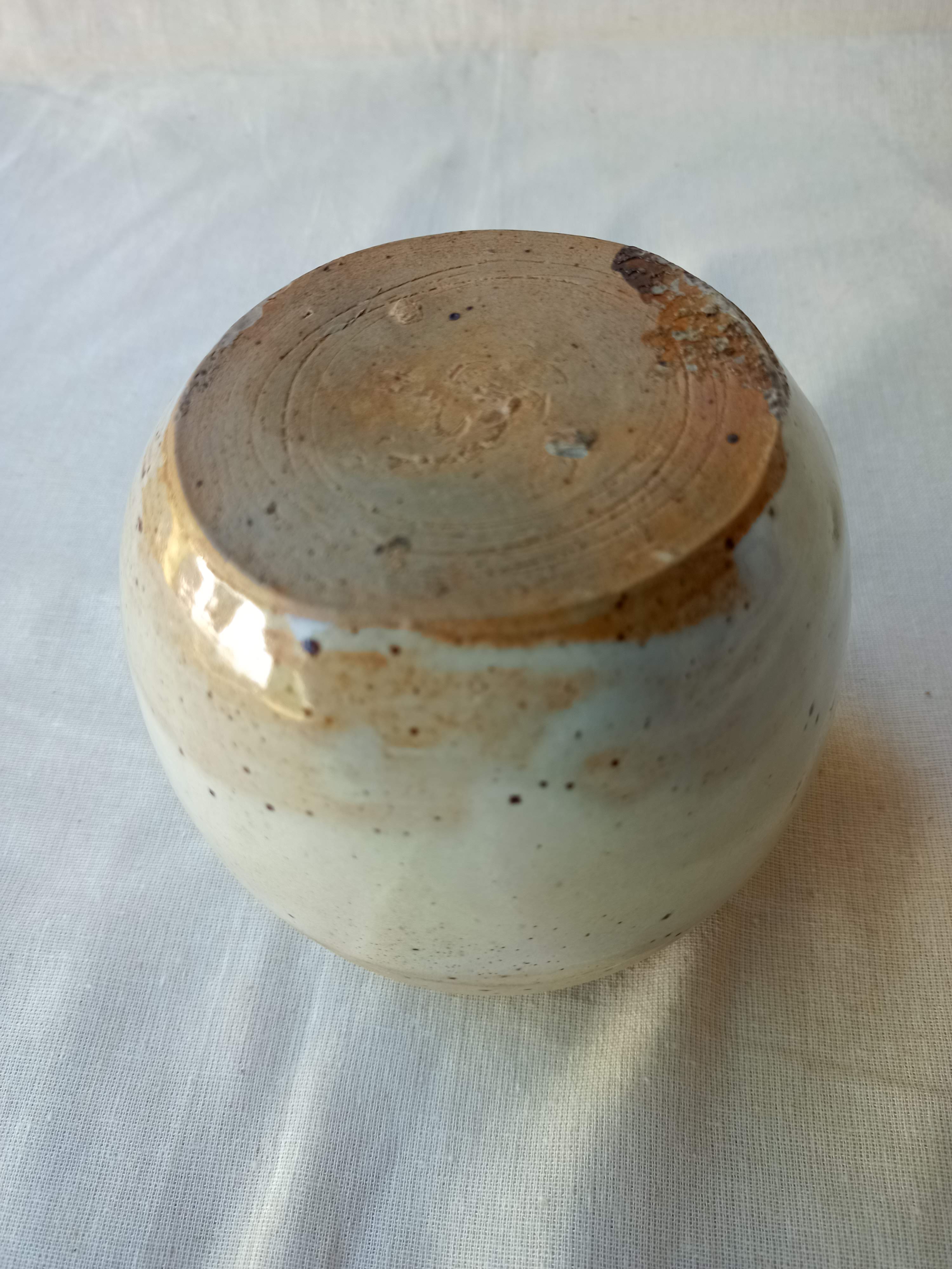 Vintage ceramic vase with beige glaze