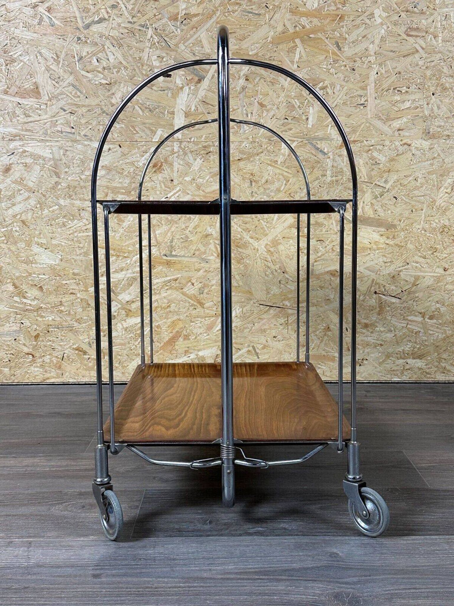 Chariot de service table d'appoint dinette space age brown design 60s 70s