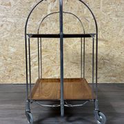 Chariot de service table d'appoint dinette space age brown design 60s 70s