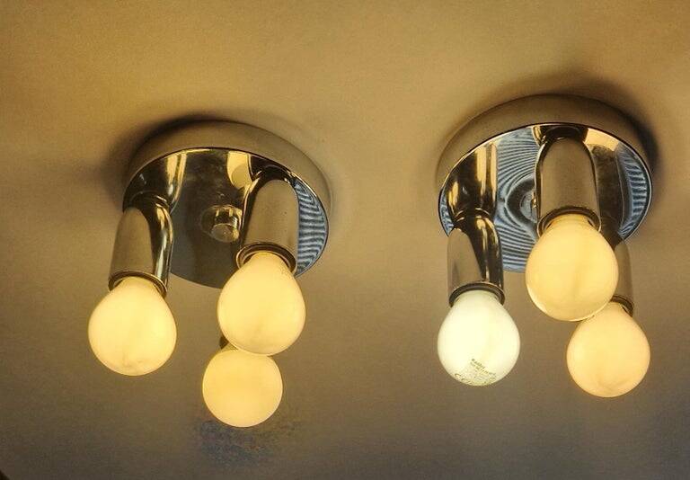 Set of Two Wall Lamps, Flush Mount, Sputnik, Space Age, Italy, 1970s