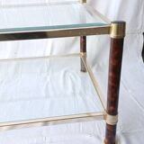 70s glass and brass coffee table