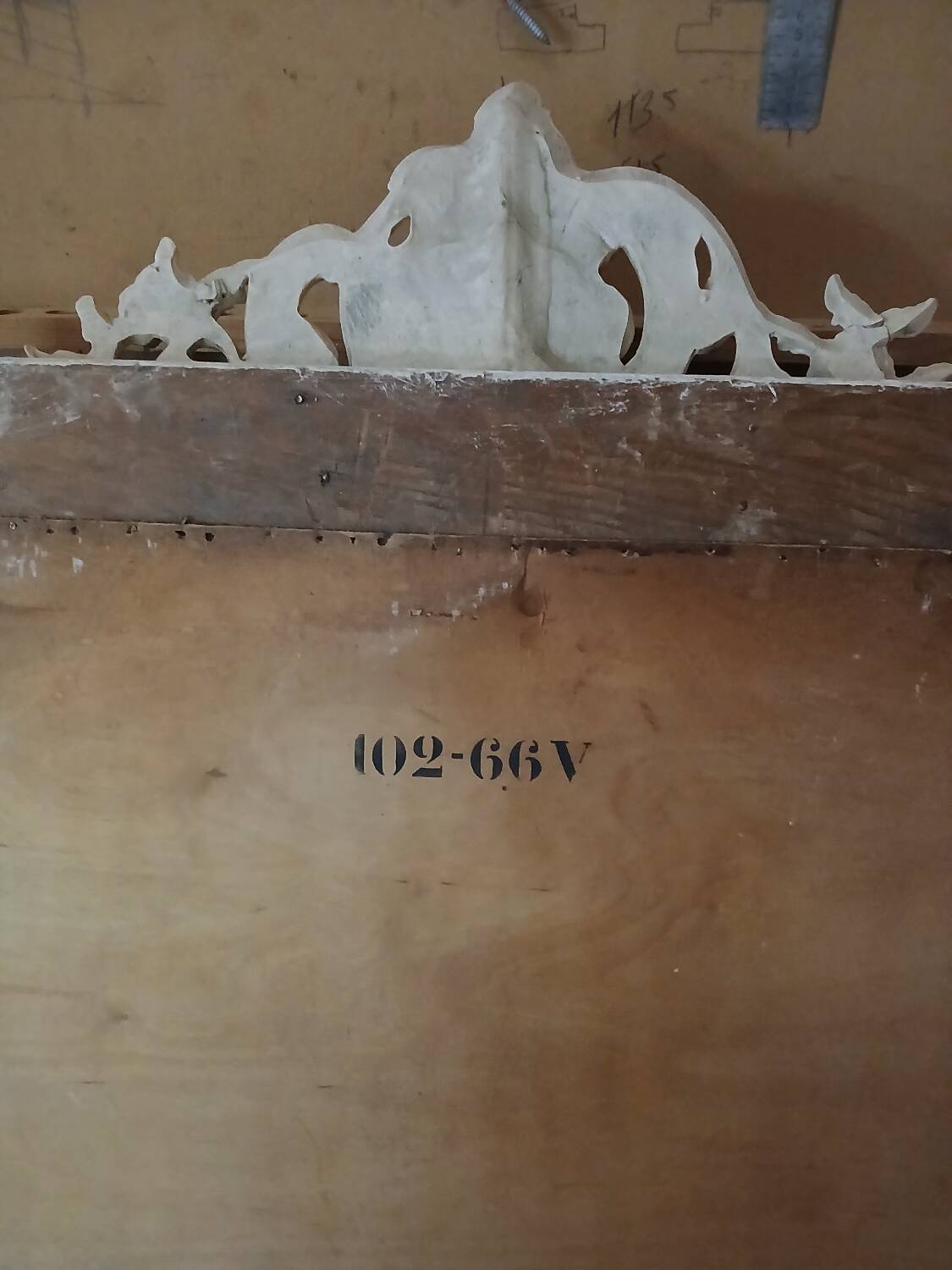 Antique carved wooden mirror