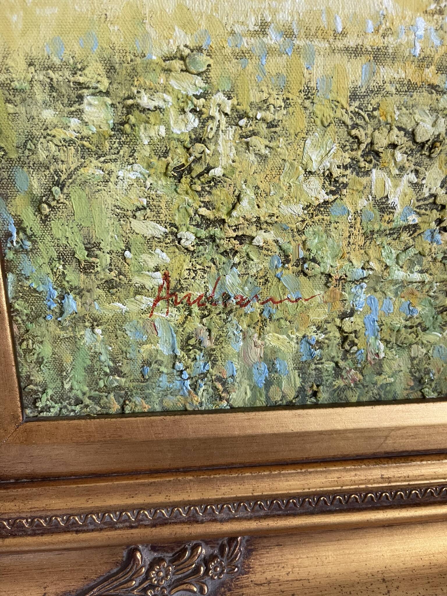 Old oil painting canvas reproduction fields in spring monet 80x70 s