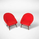 2 space-age bucket seats in red, 1960s, set of 2