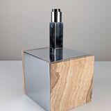 Travertine Marble and Chrome Table Lamp, 1960s