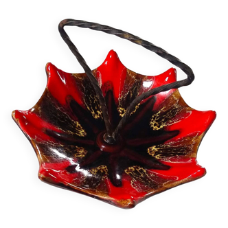 Red Vallauris ceramic umbrella dish from the 60s