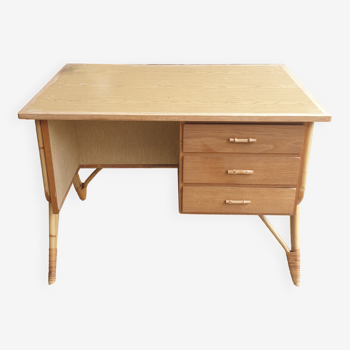 Bureau en rotin double face 60’s