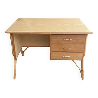 60's double-sided rattan desk