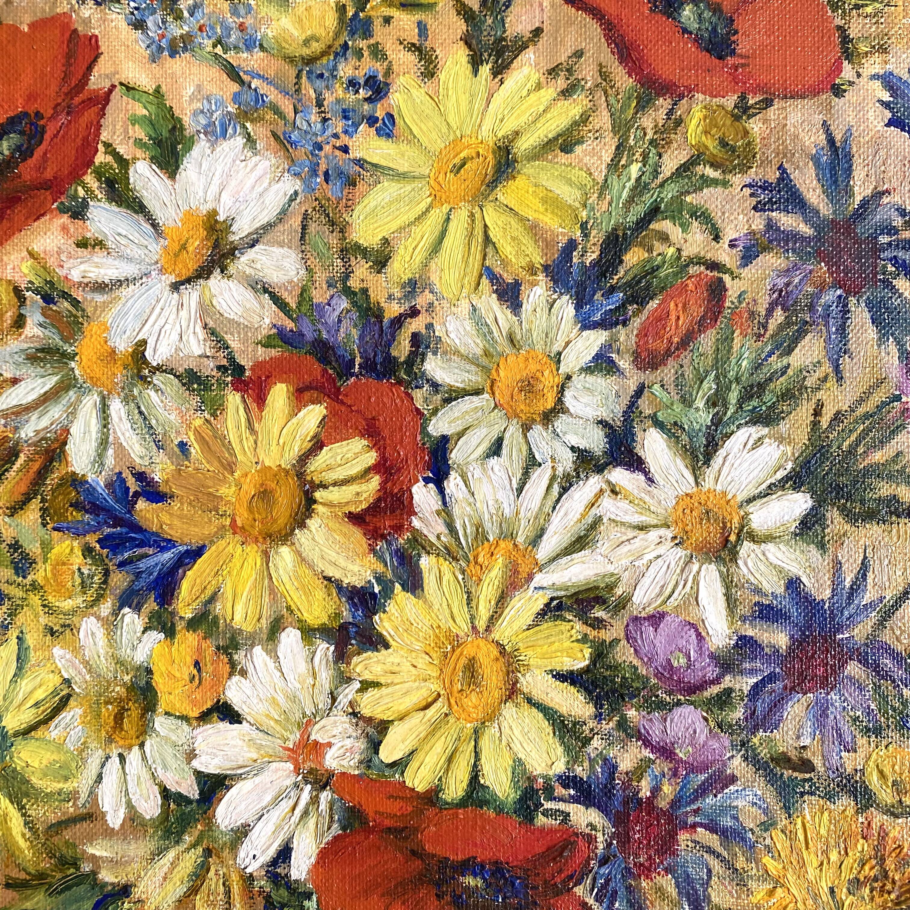 Bouquet painting, signed, 38.5x47 cm