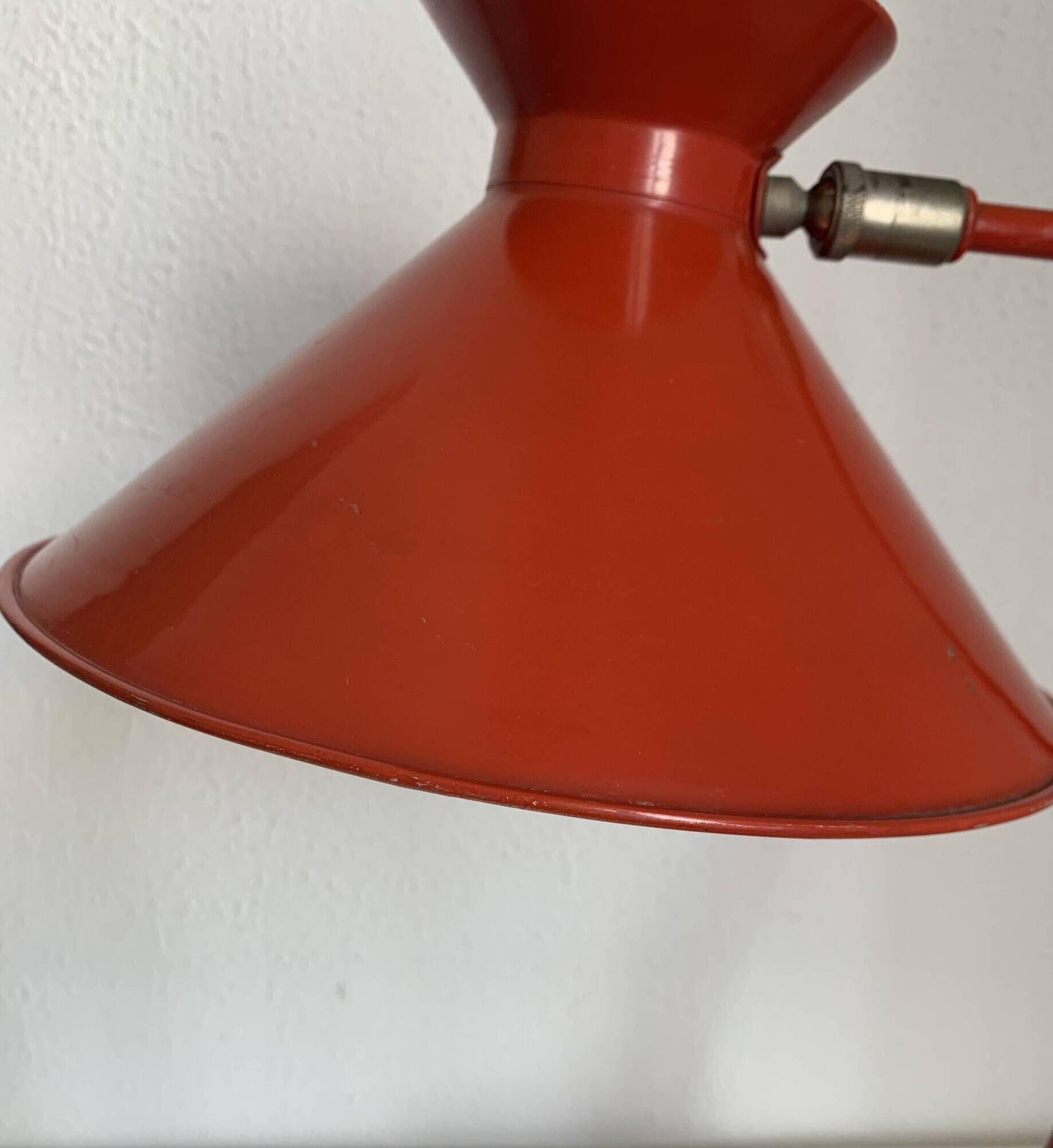 Vintage 1960s cardinal red diabolo desk lamp - 45 cm