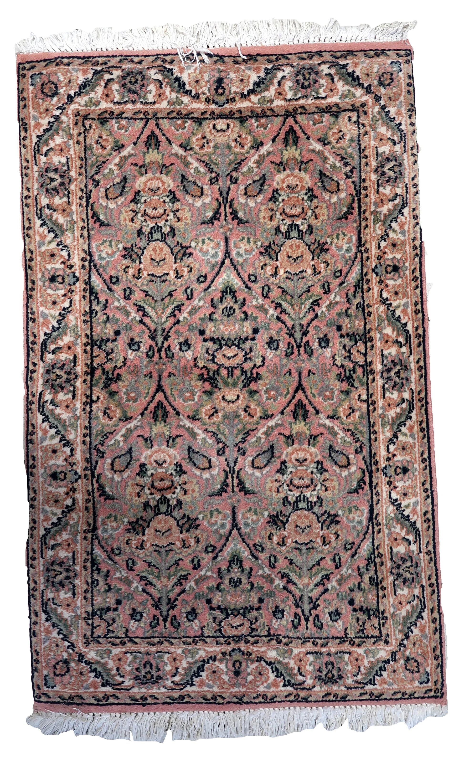 Handmade vintage Persian Kerman rug  61cm x 97cm 1950s