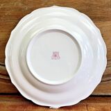 4 old Gien soup plates, pink landscape pattern, 1938/1960