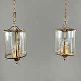 Pair of suspended lanterns in Louis XVI style, 20th Century