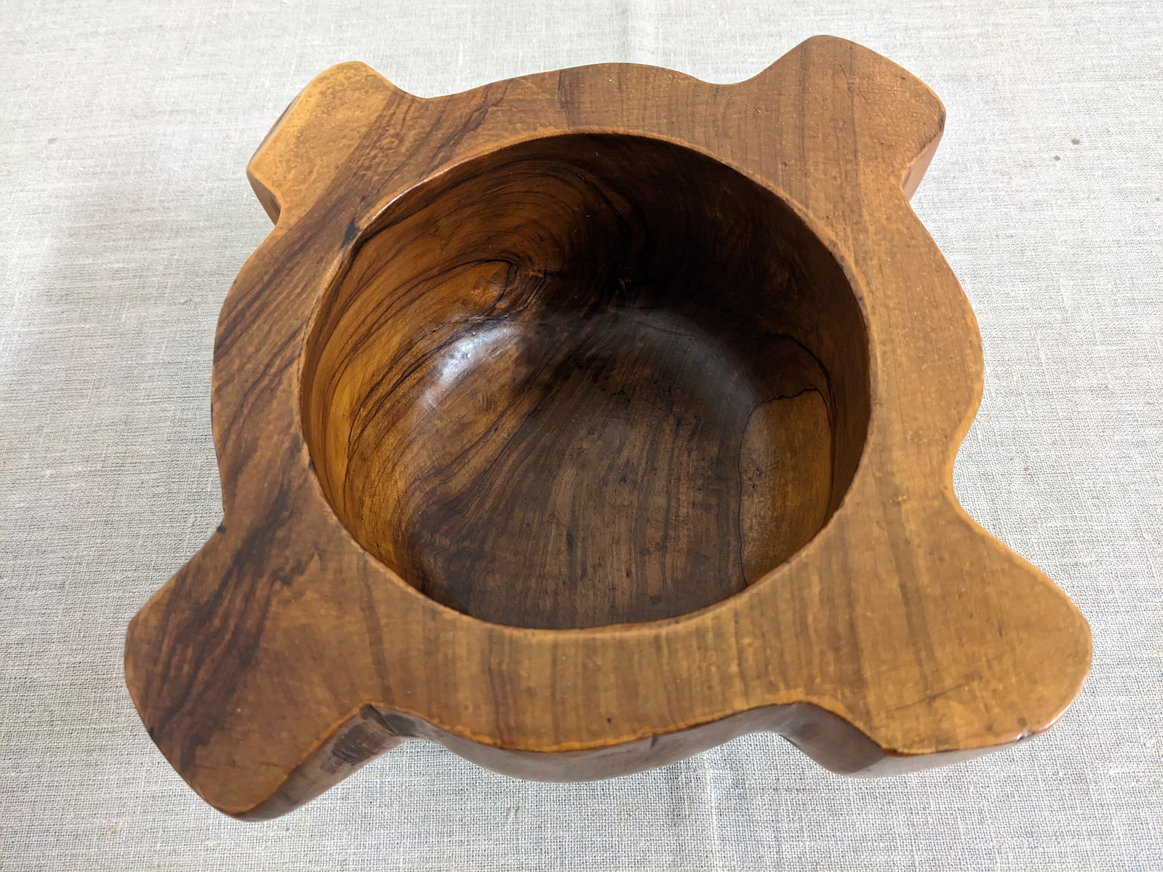 Mortar and its vintage olive wood pestle