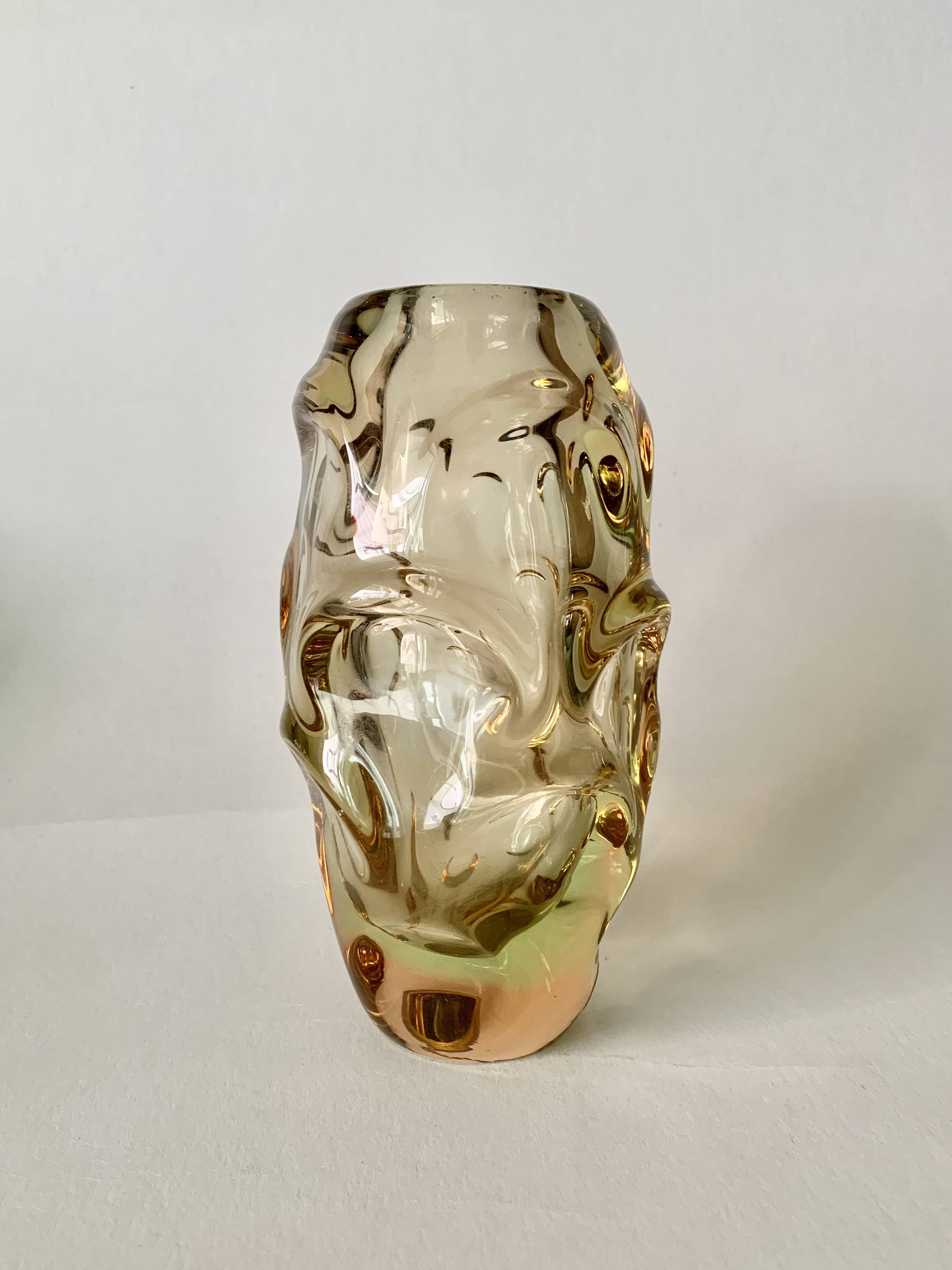 Vintage Czech Glass Vase by Jan Beranek for Skrdlovice, 1960s