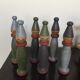 Set of Moulin Roty brand wooden bowling on roller cart, limited series.