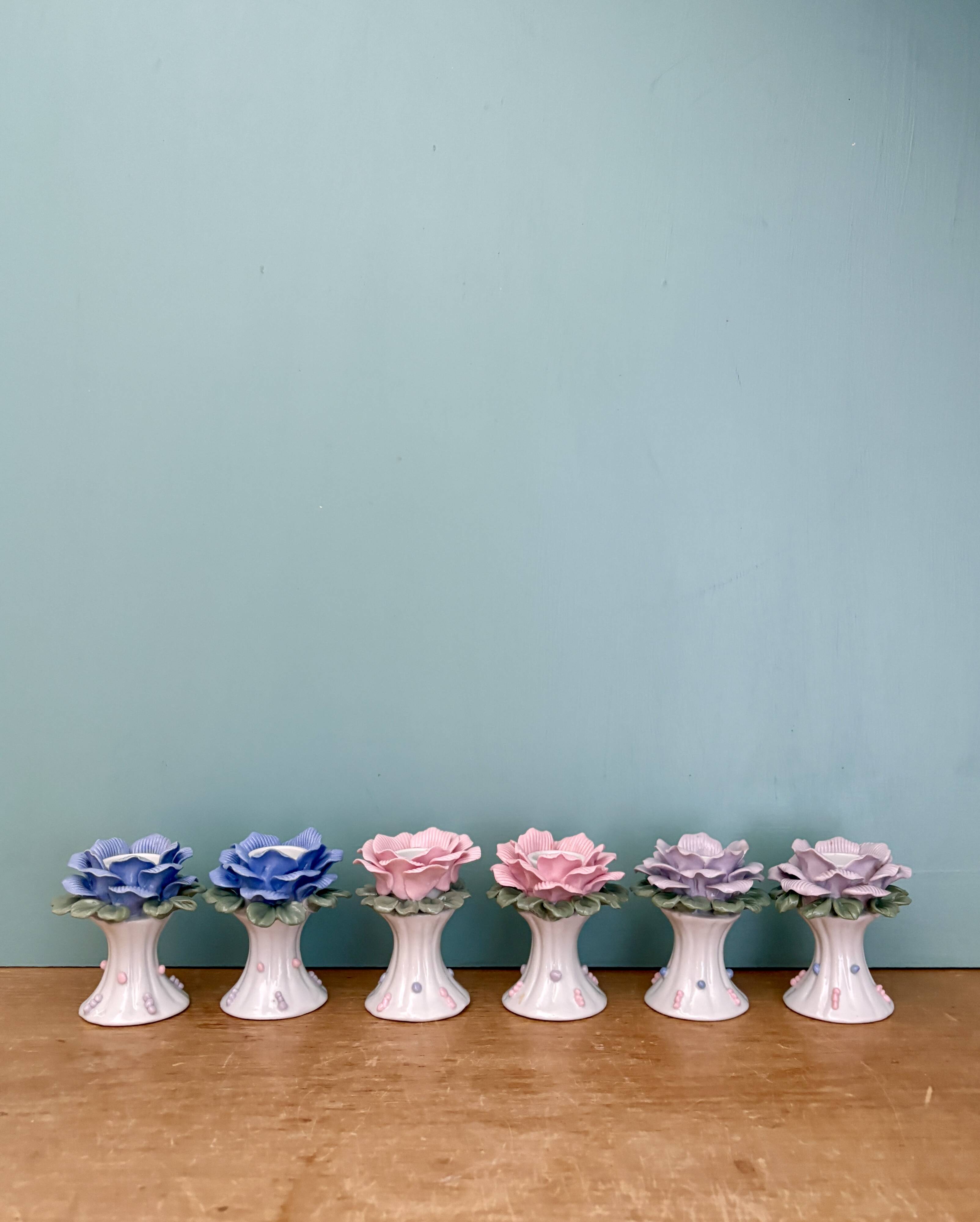 Set of 6 vintage ceramic candle holders
