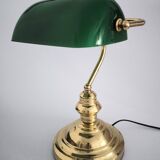 Lámpara vintage de banquero de cristal verde opalino