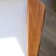 Vintage armchair white curly natural wood boho design by Chierowski 1970