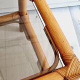 Rattan and smoked glass table