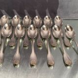Suite of 12 large spoons silver metal decoration shell Louis XV Boulenger