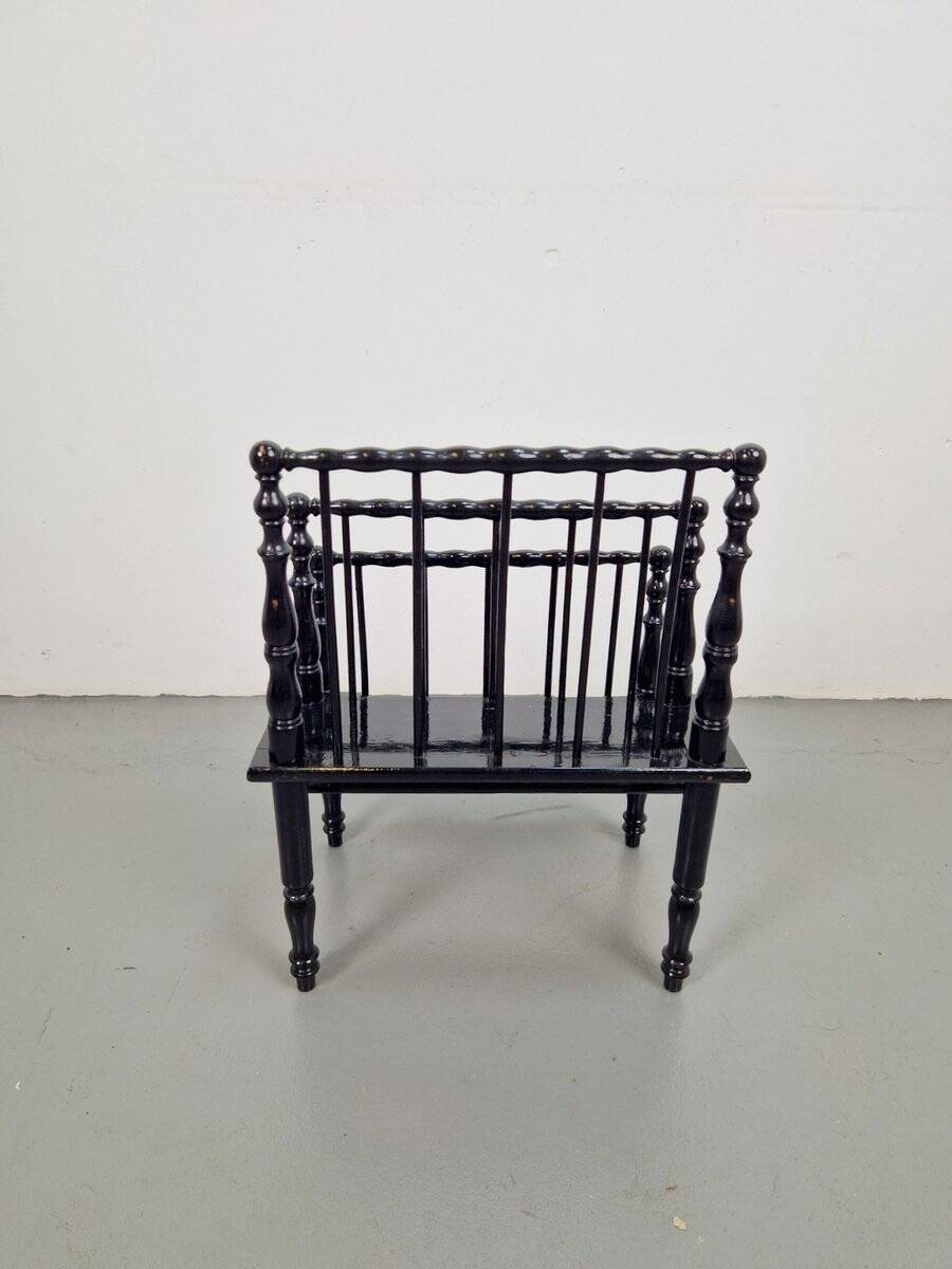 Antique Wooden Bobbin Canterbury Magazine Rack, 1890