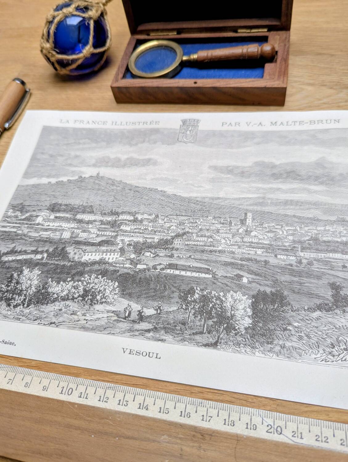 Vesoul, Haute-Saône, printed illustration from 1883.