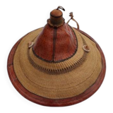 African hat from Nigeria, straw and leather