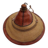 African hat from Nigeria, straw and leather
