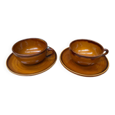 Paire ancienne tasse + sous-tasse st clement céramique marron vintage #b615