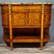 Commode / Half-moon sideboard inlaid – Marble top – Louis XVI style -