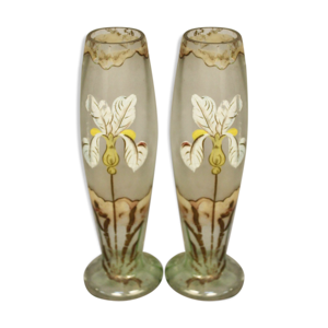 Paire de vases en verre à décor