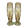 Pair of glass vases with iris enamelled decor