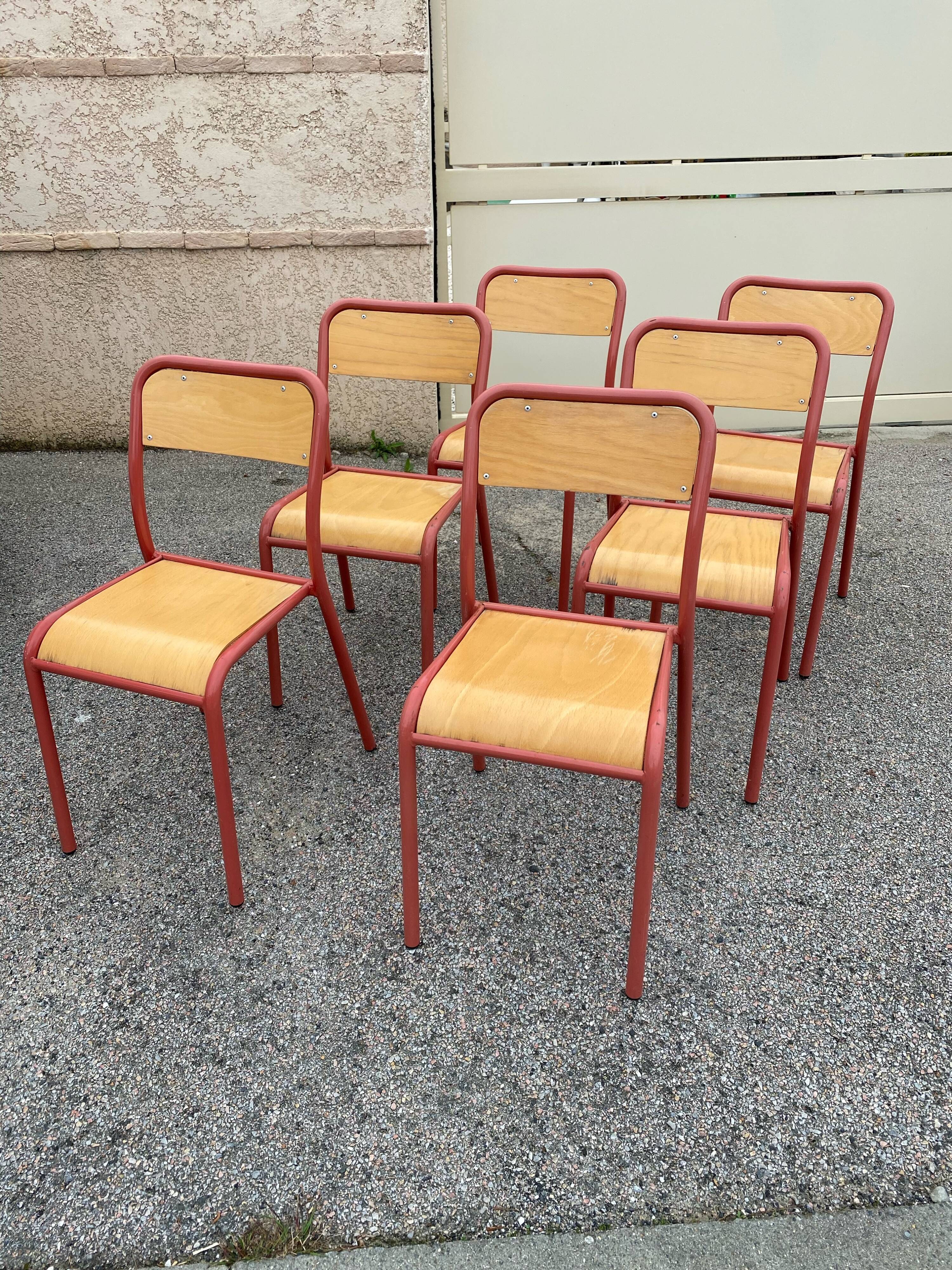 Set of 6 Adult size Mullca school chairs from the 80s