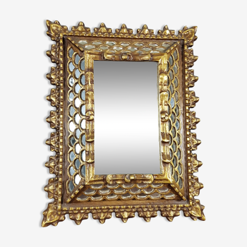 Miroir à parecloses bois doré 50/60s 45x36 cm