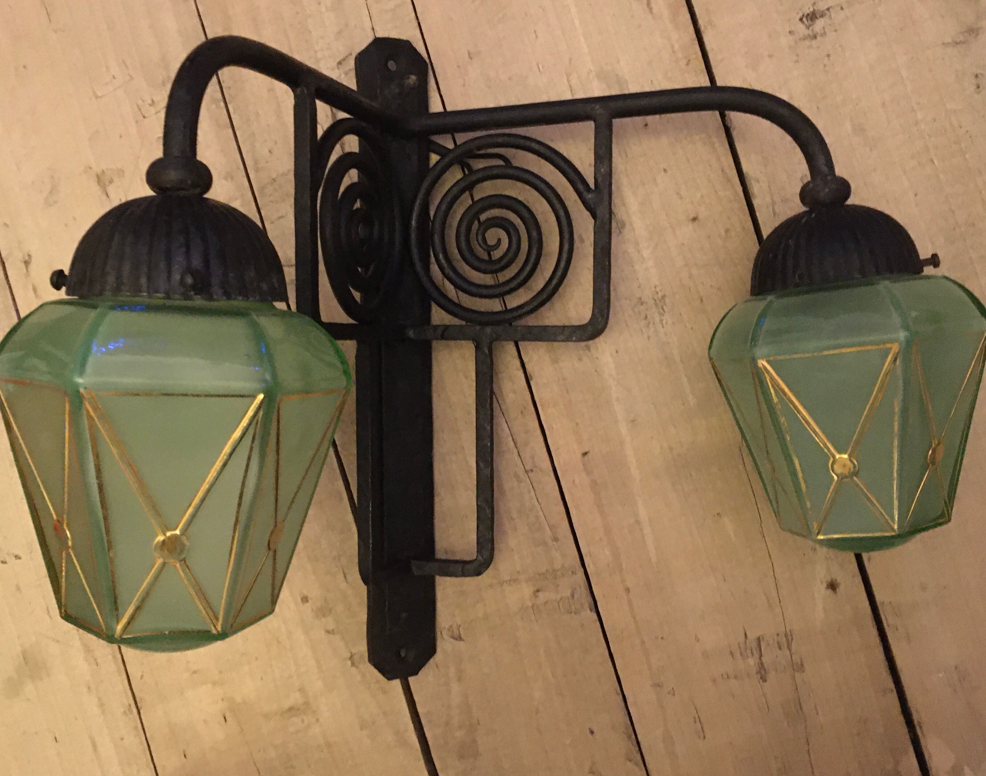 Wrought iron wall lamp