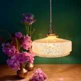 Vintage glass pendant light in yellow from Clichy