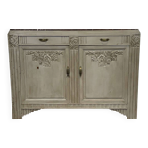 Buffet Art déco en noyer, chêne et dessus marbre