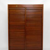 Notary's furniture / double curtained filing cabinet in mahogany, Art Deco / Industrial, France, circa 1940
