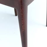 Set of Six Walnut Dining Chairs with Orange Fabric in the Style of Parisi