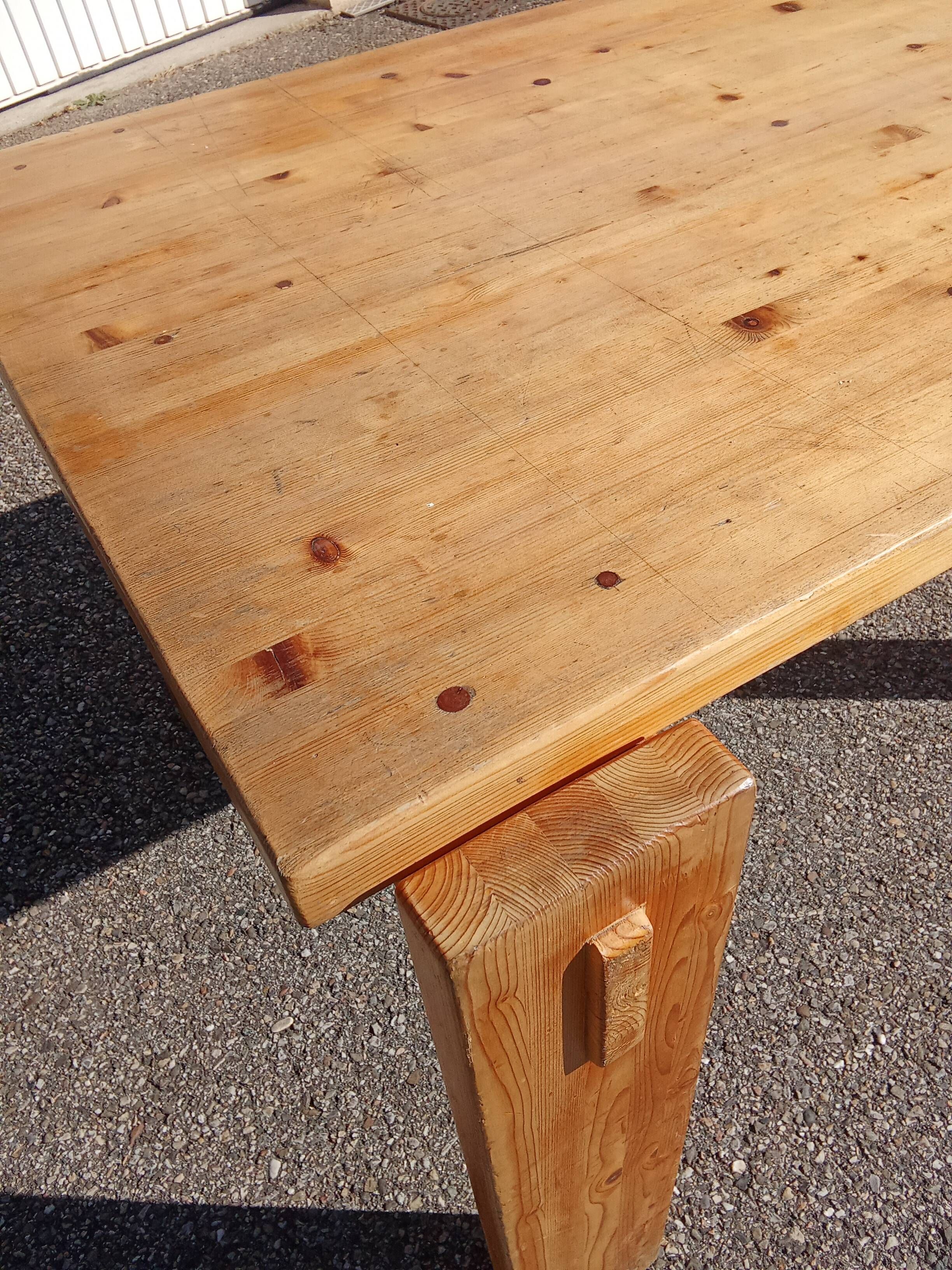 Brutalist style pine table from the 1970s.