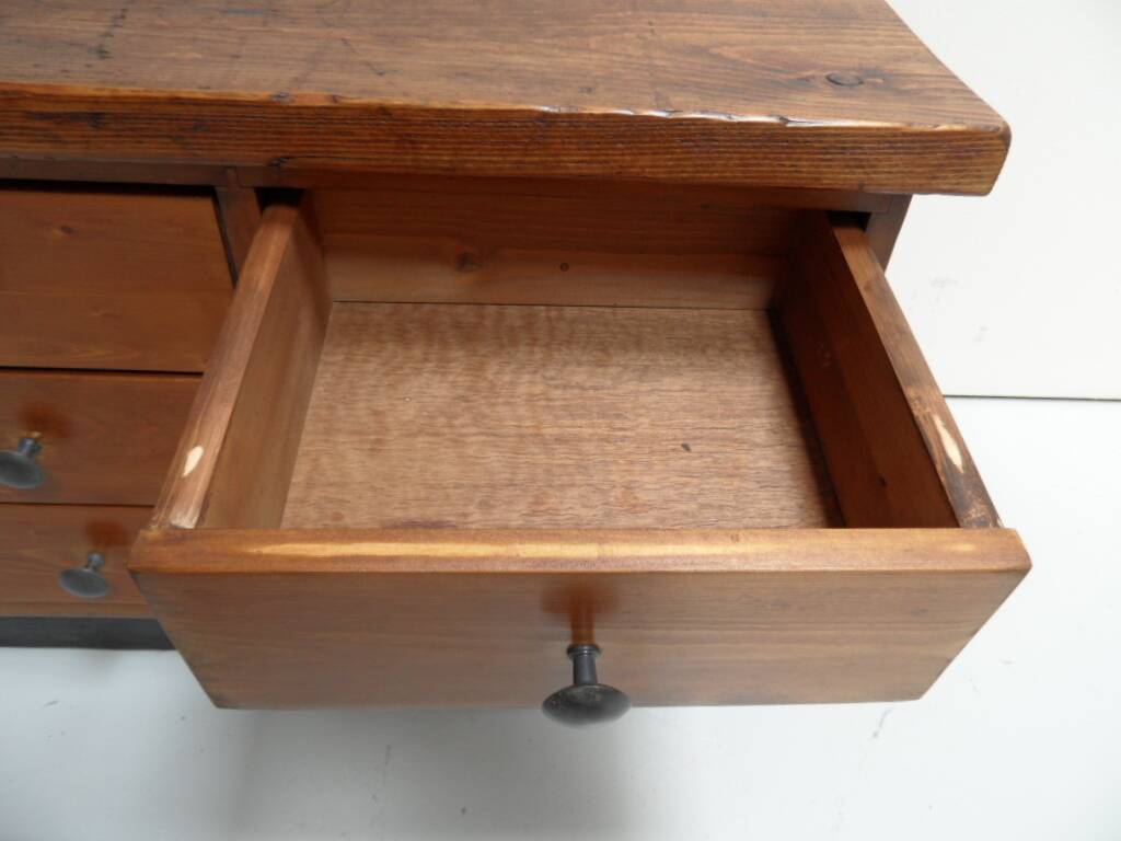 Cabinet de classement en pin vintage avec tiroirs