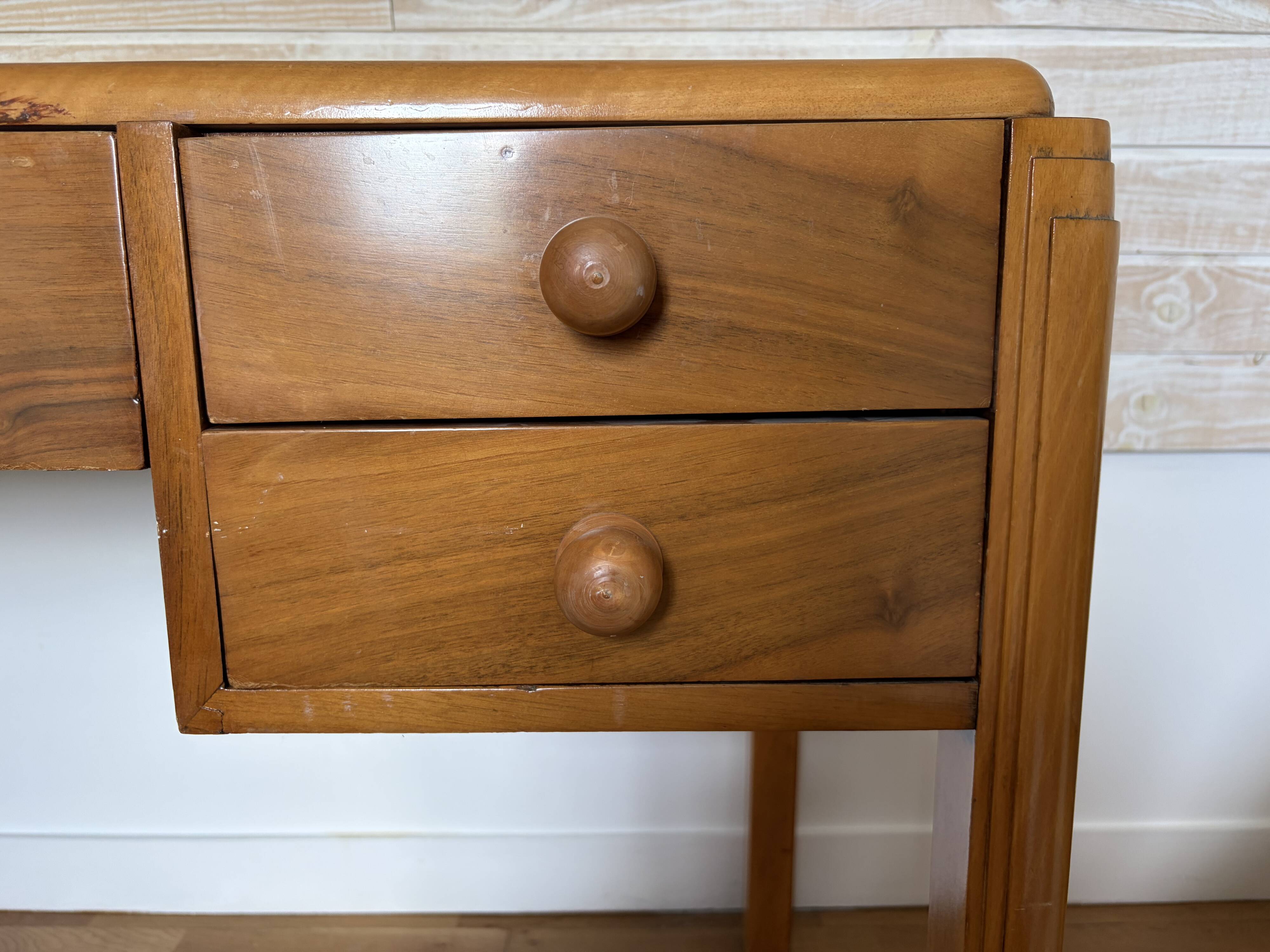 Bureau art deco 108x60 3 tiroirs dessus cuir à changer