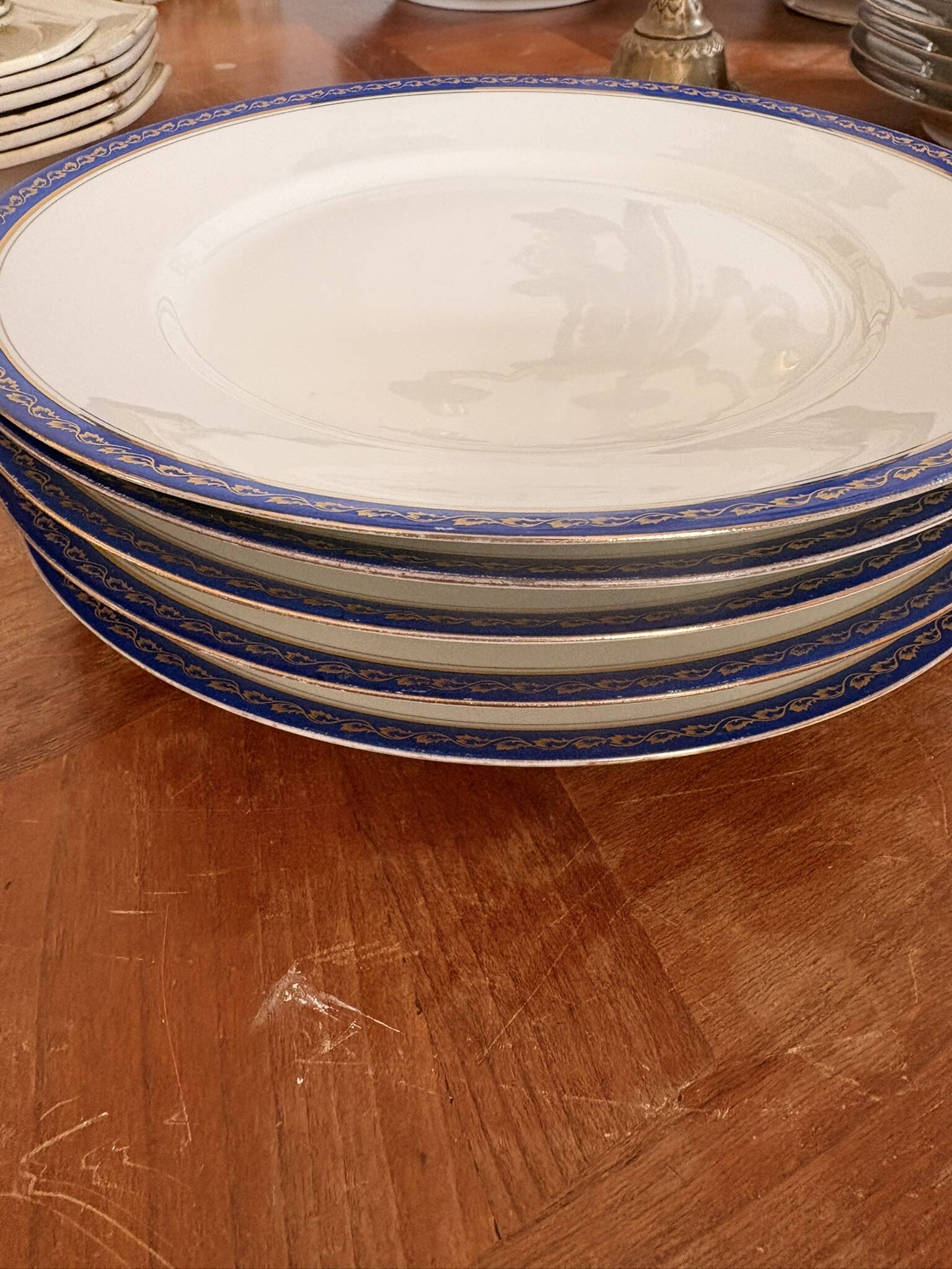 Lot 6 Flat plates Porcelain Limoges Blue Gold Betoule & Legrand 2/2