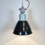 Industrial grey enamel factory lamp, 1960s