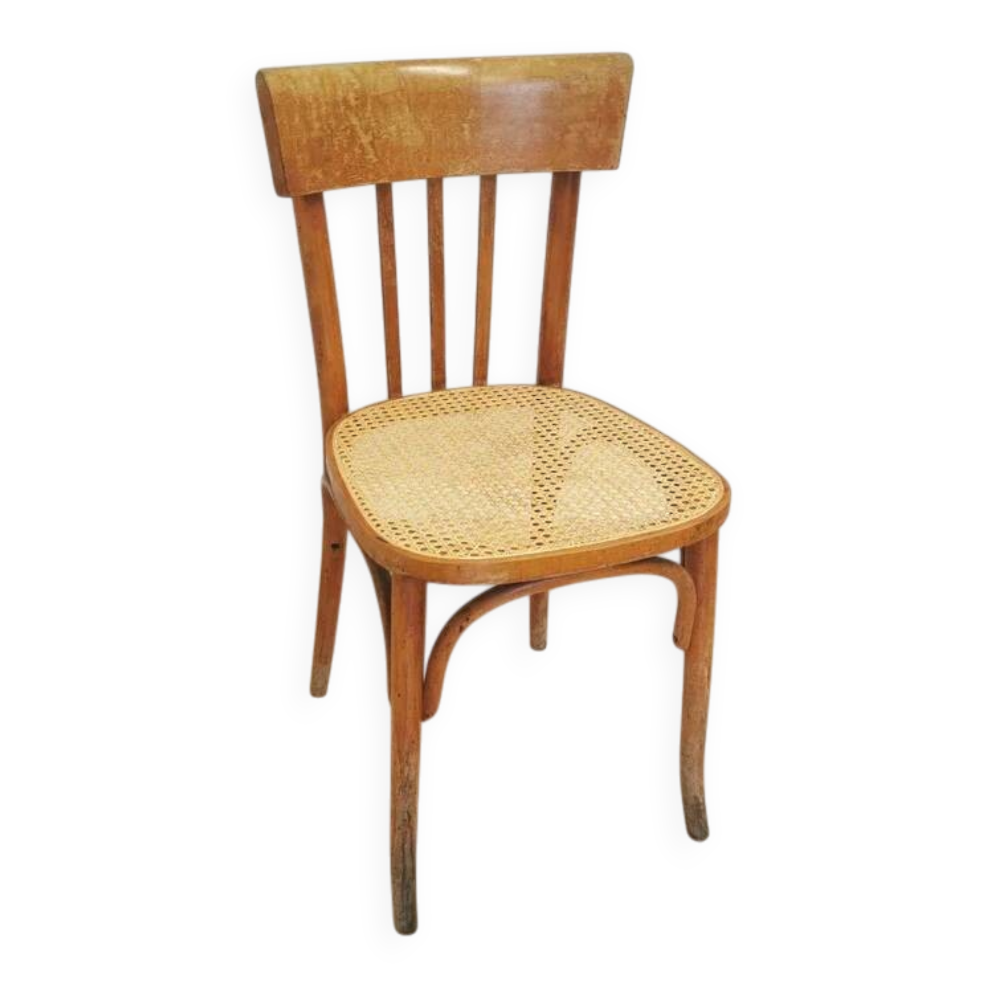 Chaise de salle à manger vintage en rotin : Yougoslavie des années 1970, intérieur bohème