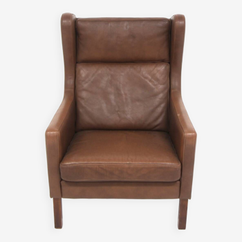 Fauteuil scandinave en cuir, Danemark, 1960