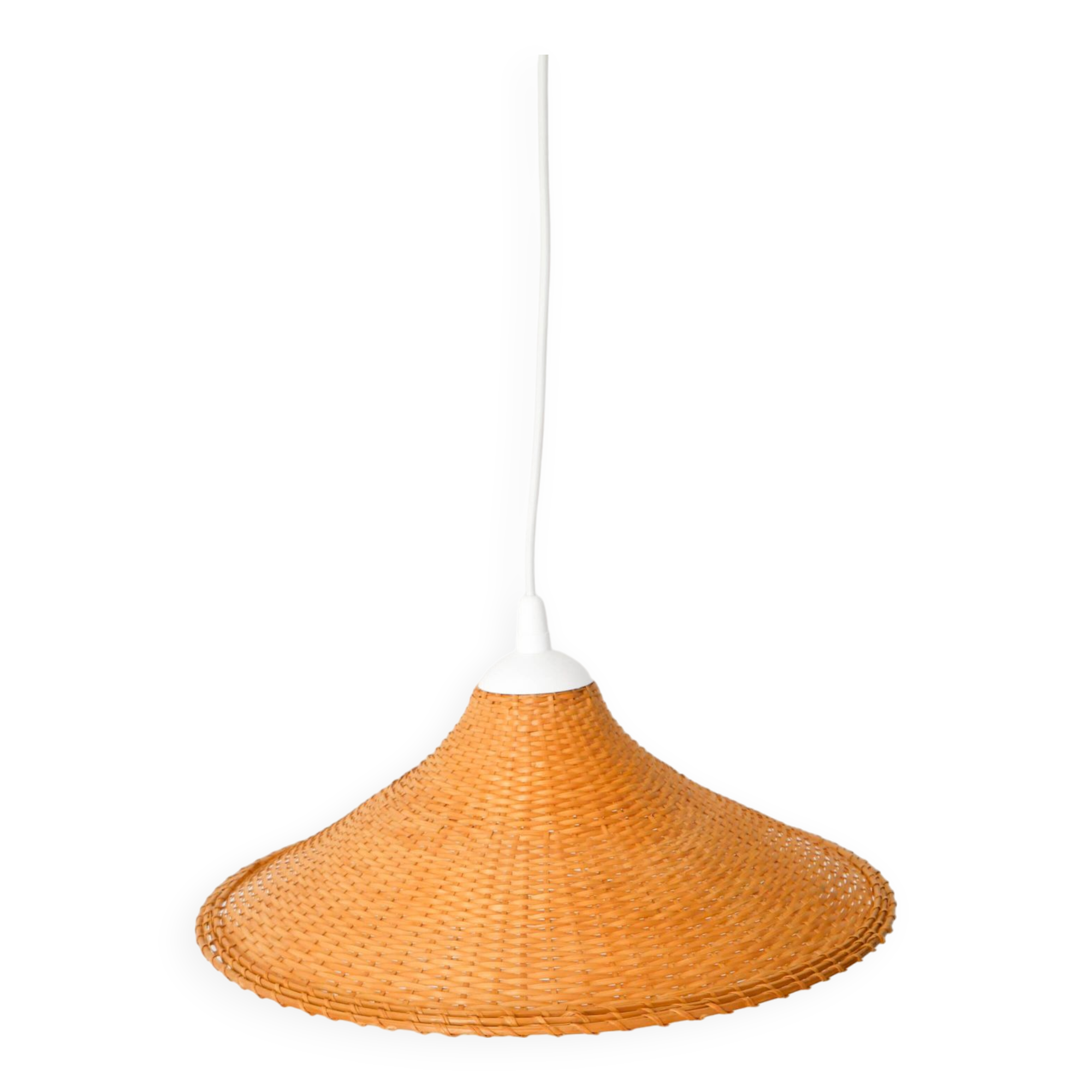 Rattan / beige woven wicker pendant light, 1970