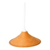 Rattan / beige woven wicker pendant light, 1970